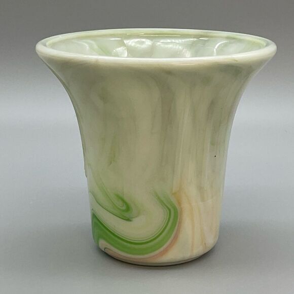 1940s Akro Agate Slag Glass Vase Pot Art Deco - Picture 5 of 16